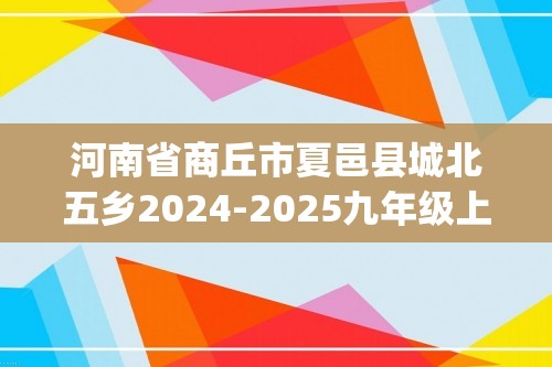 河南省商丘市夏邑县城北五乡2024-2025九年级上学期11月期中联考化学试题（含答案)