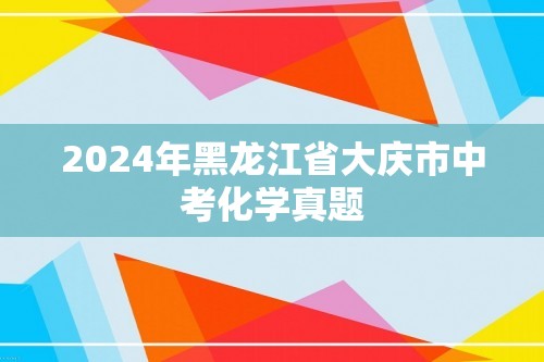 2024年黑龙江省大庆市中考化学真题