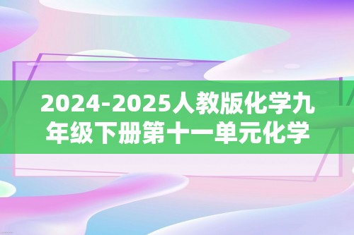 2024-2025人教版化学九年级下册第十一单元化学与社会  学情评估卷（答案）