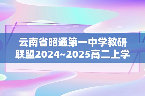 云南省昭通第一中学教研联盟2024~2025高二上学期期中质量检测化学试卷（答案）