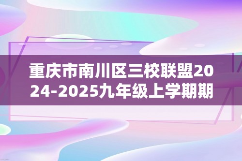 重庆市南川区三校联盟2024-2025九年级上学期期中考试化学试题（B卷）（答案）