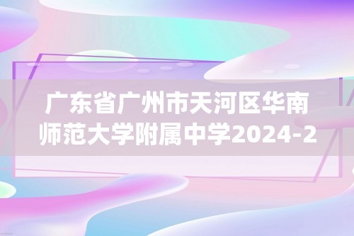 广东省广州市天河区华南师范大学附属中学2024-2025高一上学期11月期中化学试题(无答案)