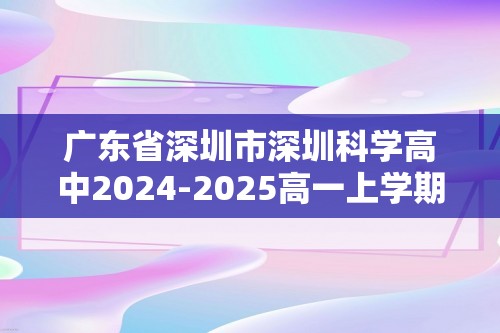 广东省深圳市深圳科学高中2024-2025高一上学期11月期中联考 化学试题（答案）