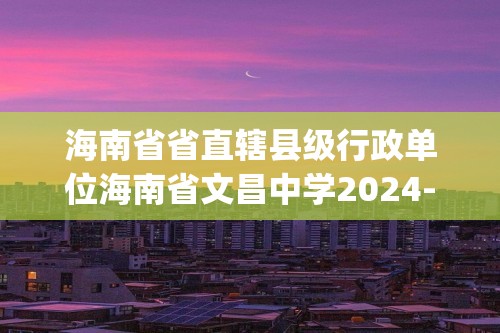 海南省省直辖县级行政单位海南省文昌中学2024-2025高二上学期11月期中考试 化学试题(无答案)