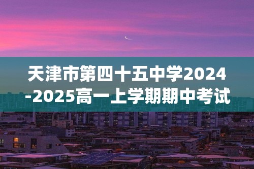 天津市第四十五中学2024-2025高一上学期期中考试 化学试题(无答案)