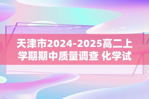 天津市2024-2025高二上学期期中质量调查 化学试卷（答案）