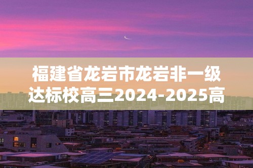 福建省龙岩市龙岩非一级达标校高三2024-2025高三上学期11月期中化学试题（答案）