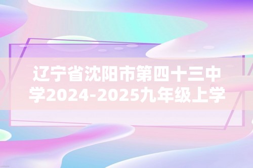 辽宁省沈阳市第四十三中学2024-2025九年级上学期第二次阶段性测试化学试题（图片版含答案）