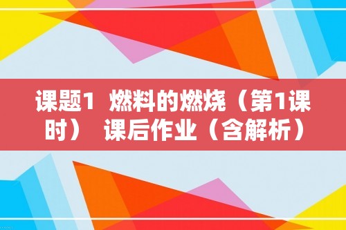 课题1  燃料的燃烧（第1课时）  课后作业（含解析）  2024-2025人教版九年级化学上册