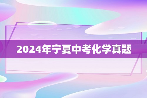 2024年宁夏中考化学真题