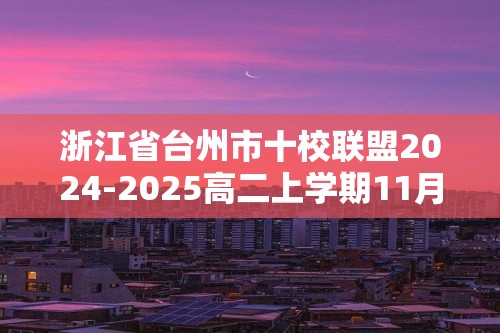 浙江省台州市十校联盟2024-2025高二上学期11月期中考试化学试题（答案）