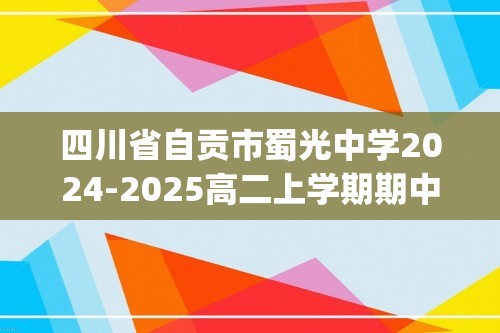 四川省自贡市蜀光中学2024-2025高二上学期期中考试 化学试题(无答案)