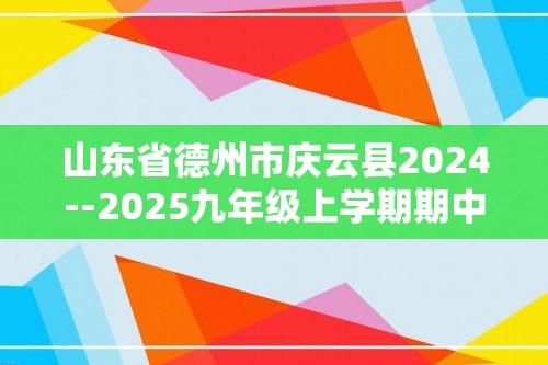 山东省德州市庆云县2024--2025九年级上学期期中化学试题（答案）