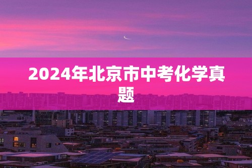 2024年北京市中考化学真题