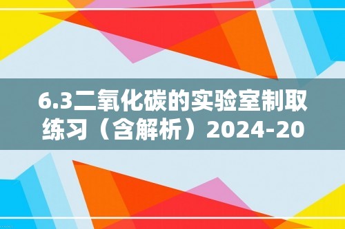 6.3二氧化碳的实验室制取练习（含解析）2024-2025九年级化学人教版（2024）上册