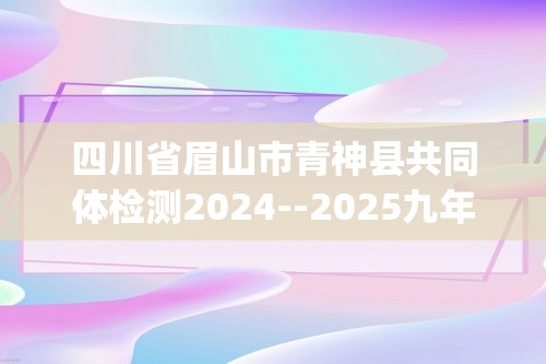 四川省眉山市青神县共同体检测2024--2025九年级上学期11月期中检测化学试题(图片版,含答案)