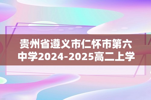 贵州省遵义市仁怀市第六中学2024-2025高二上学期期中考试化学试题（答案）