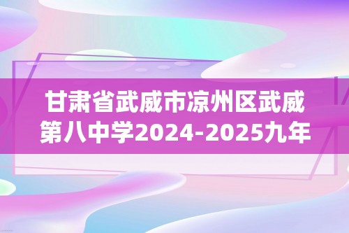 甘肃省武威市凉州区武威第八中学2024-2025九年级上学期11月月考化学试题(附答题卡,含答案)