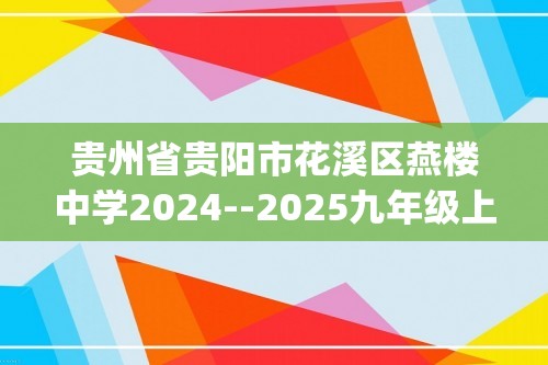 贵州省贵阳市花溪区燕楼中学2024--2025九年级上学期11月期中考试化学试题(图片版,含答案)