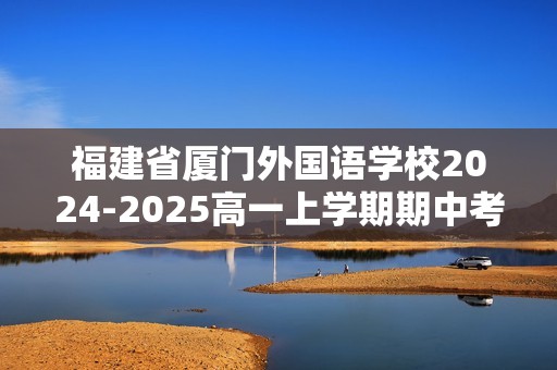 福建省厦门外国语学校2024-2025高一上学期期中考试化学试题（答案）