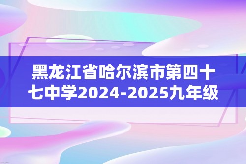 黑龙江省哈尔滨市第四十七中学2024-2025九年级上学期11月月考化学试卷（图片版含答案）