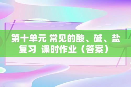 第十单元 常见的酸、碱、盐 复习  课时作业（答案）  2024-2025化学人教版九年级下册