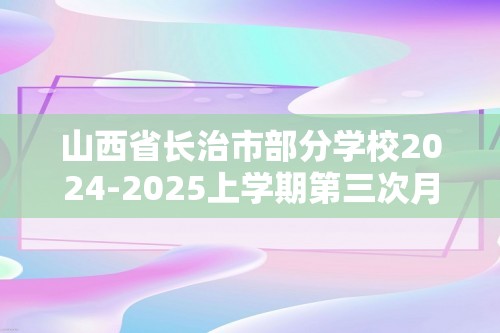 山西省长治市部分学校2024-2025上学期第三次月考九年级化学试卷（答案）