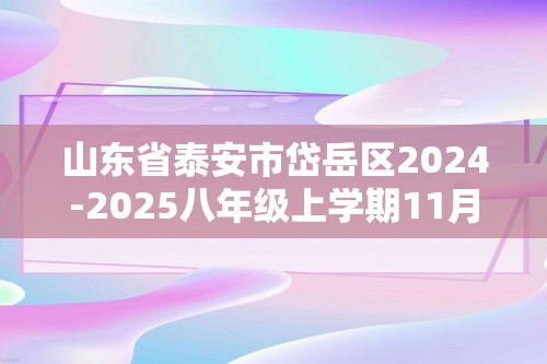 山东省泰安市岱岳区2024-2025八年级上学期11月期中化学试题（答案）