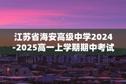 江苏省海安高级中学2024-2025高一上学期期中考试 化学试题（答案）