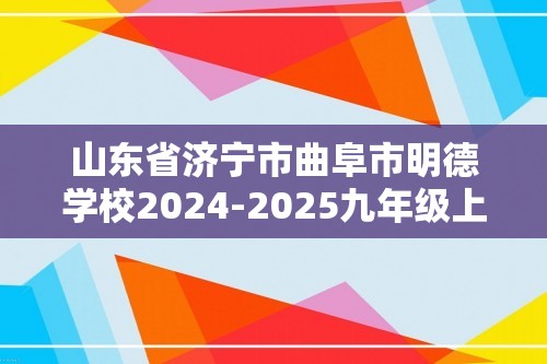 山东省济宁市曲阜市明德学校2024-2025九年级上学期11月份月考化学试题（图片版无答案）