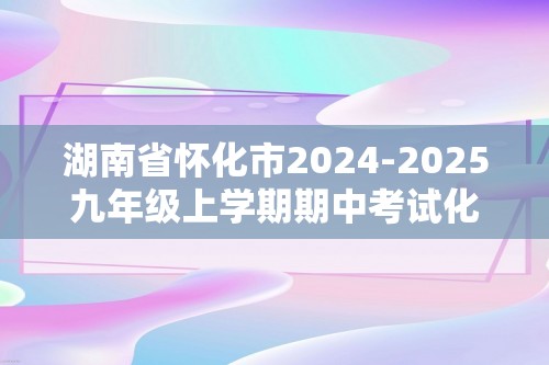 湖南省怀化市2024-2025九年级上学期期中考试化学试卷（答案）