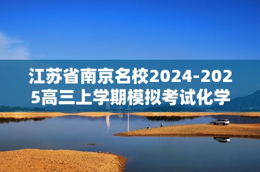 江苏省南京名校2024-2025高三上学期模拟考试化学试题（答案）