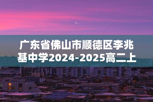 广东省佛山市顺德区李兆基中学2024-2025高二上学期第二次段考化学试题（答案）