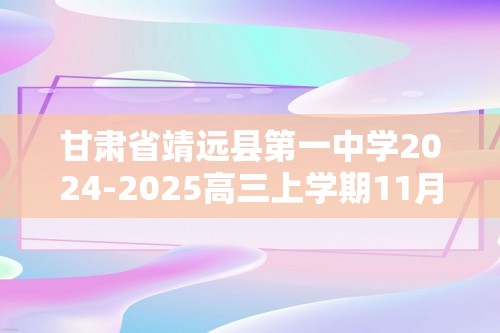 甘肃省靖远县第一中学2024-2025高三上学期11月期中考试化学试卷（答案）