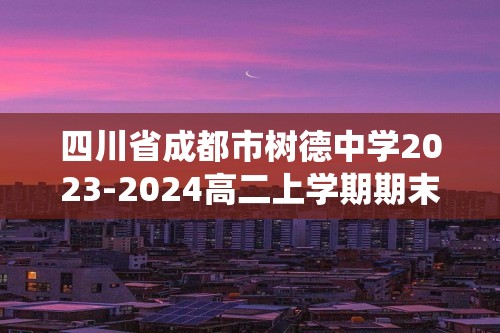 四川省成都市树德中学2023-2024高二上学期期末统考 化学试题（答案）