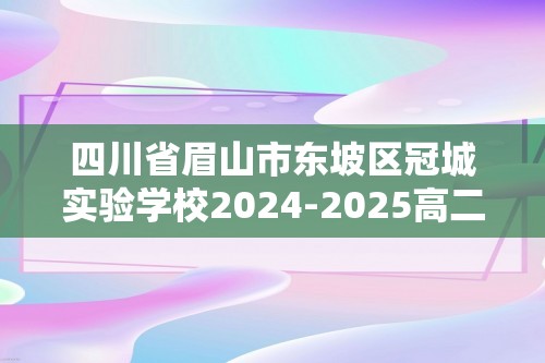 四川省眉山市东坡区冠城实验学校2024-2025高二上学期11月期中化学试题（答案）