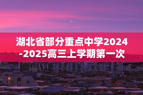 湖北省部分重点中学2024-2025高三上学期第一次联考化学试卷（答案）