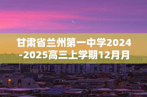 甘肃省兰州第一中学2024-2025高三上学期12月月考 化学试题（答案）