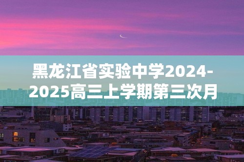 黑龙江省实验中学2024-2025高三上学期第三次月考化学试卷 （答案）