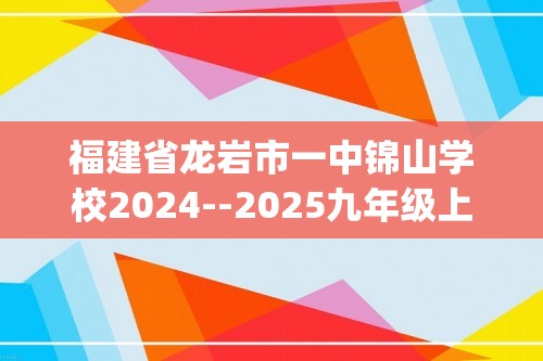 福建省龙岩市一中锦山学校2024--2025九年级上学期期中考试化学试卷(答案)