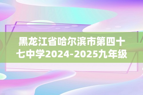 黑龙江省哈尔滨市第四十七中学2024-2025九年级上学期11月月考化学试卷(答案)