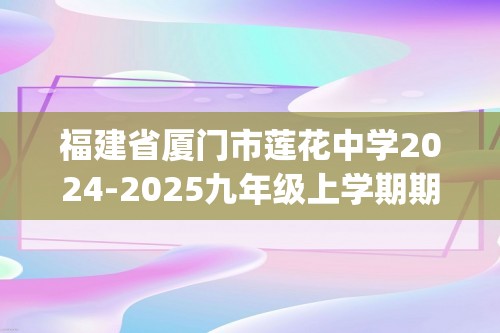 福建省厦门市莲花中学2024-2025九年级上学期期中考试化学试卷(答案)