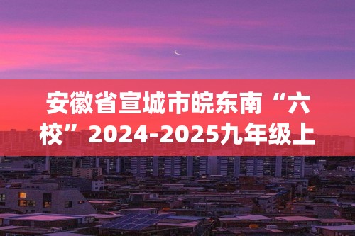 安徽省宣城市皖东南“六校”2024-2025九年级上学期11月月考化学试题(答案)