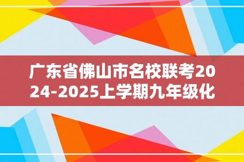 广东省佛山市名校联考2024-2025上学期九年级化学试卷（图片版含答案）