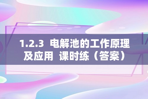 1.2.3  电解池的工作原理及应用  课时练（答案）