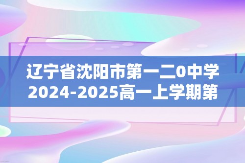 辽宁省沈阳市第一二0中学2024-2025高一上学期第三次质量监测 化学试题（图片版含答案）