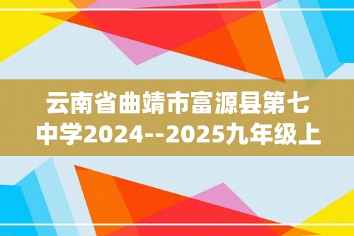 云南省曲靖市富源县第七中学2024--2025九年级上学期第三次月考试化学试卷(图片版,无答案)