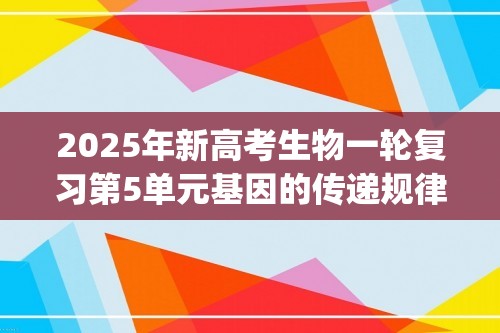 2025年新高考生物一轮复习第5单元基因的传递规律(测试)(学生版+解析版)