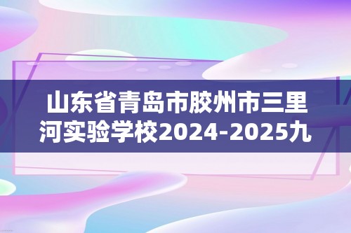 山东省青岛市胶州市三里河实验学校2024-2025九年级上学期12月月考化学试题（无答案）