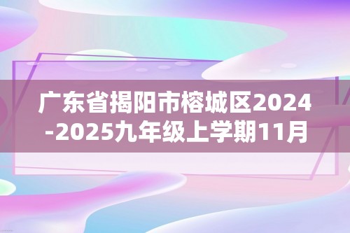 广东省揭阳市榕城区2024-2025九年级上学期11月期中考试化学试题